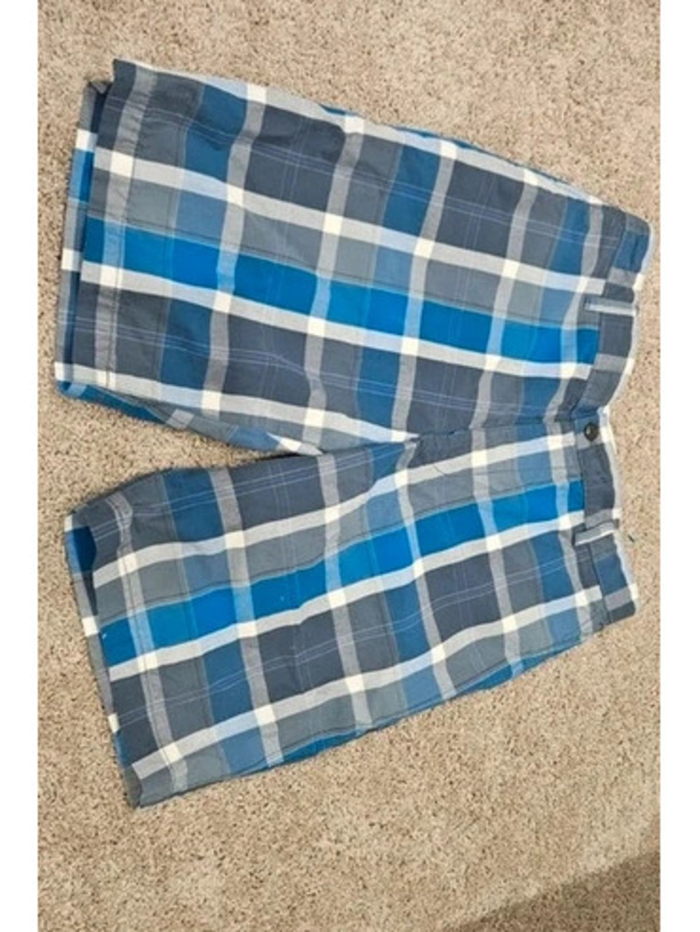 Dockers Men’s Plaid Shorts Size 32 Blue Gray 100% Cotton Casual Chino Shorts